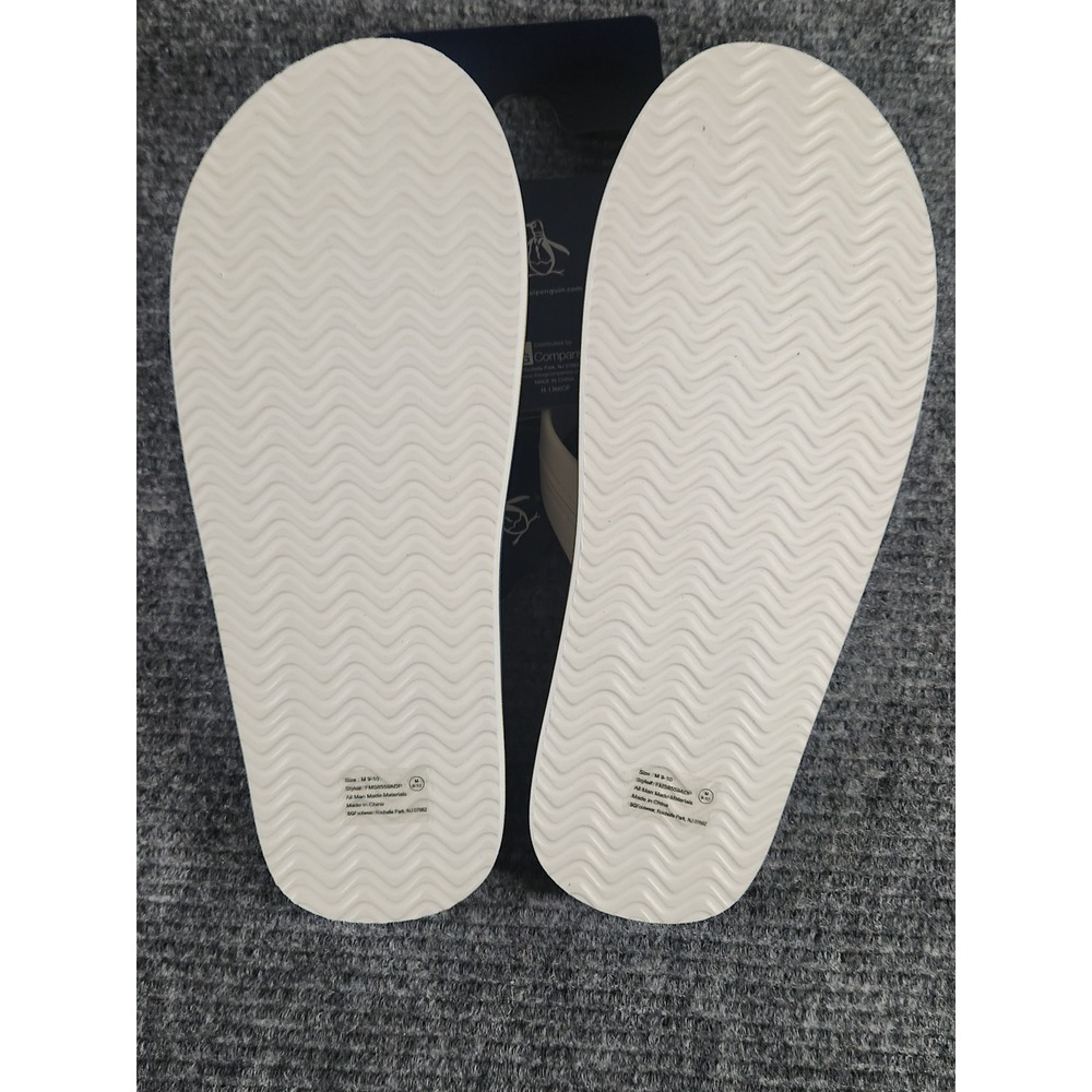 Original Penguin Mens Flip Flop Sandals Blue White Wave FMS8559AOP Size M 9-10 - Picture 6 of 7